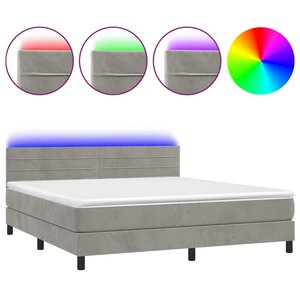 vidaXL Sommier à lattes de lit avec matelas LED Gris clair 180x200 cm