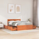 vidaXL Lit avec tiroirs/matelas cire marron 120x200 cm bois massif pin