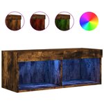 vidaXL Meuble TV avec lumières LED chêne fumé 80x30x30 cm