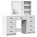 vidaXL Table de Toilette avec tiroir 3 Pièces Blanc Bois d'ingénierie