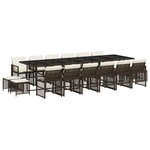 vidaXL Ensemble à manger de jardin et coussins 17 Pièces marron rotin