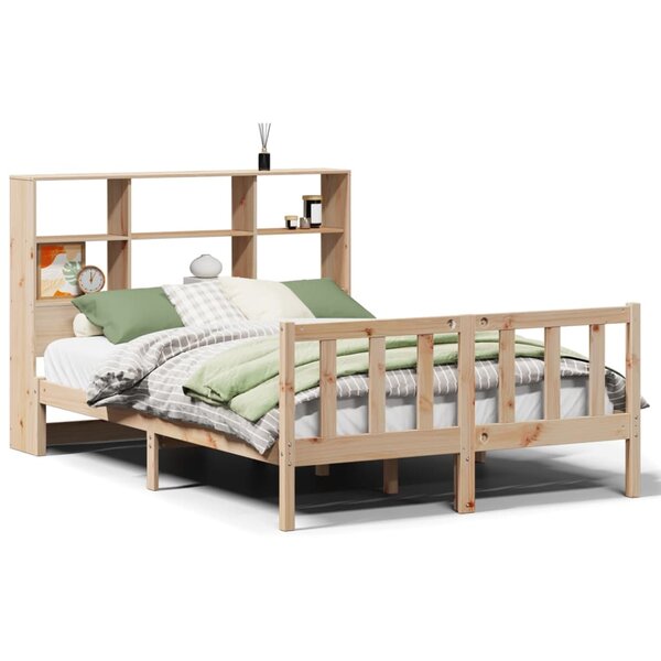 vidaXL Lit bibliothèque sans matelas 150x200 cm bois massif de pin