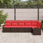 vidaXL Ensemble de canapé de jardin 6 Pièces Marron et rouge polyrotin