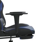 vidaXL Chaise de jeu avec repose-pied Noir et bleu Similicuir