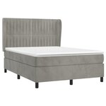 vidaXL Sommier à lattes de lit et matelas Gris clair 140x200cm Velours