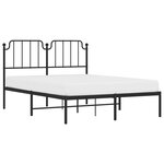 vidaXL Cadre de lit métal sans matelas avec tête de lit noir 140x190cm