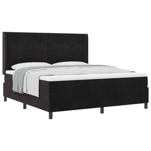 vidaXL Lit à ressorts avec matelas Noir 180 x 200 cm Velours