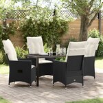 vidaXL Ensemble de jardin 5 pièces avec coussins Noir Poly Rattan