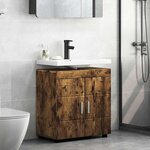vidaXL Armoire de lavabo de salle de bain avec porte TULUM Chêne fumé