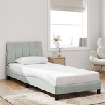 vidaXL Cadre de lit avec LED sans matelas Hanko gris clair 90x190 cm velours
