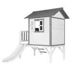 AXI Maisonnette Lodge XL en bois Blanc gris toboggan Blanc