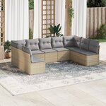 vidaXL Salon de jardin avec coussins 9 Pièces beige résine tressée