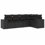 vidaXL Salon de jardin 5 Pièces avec coussins noir résine tressée