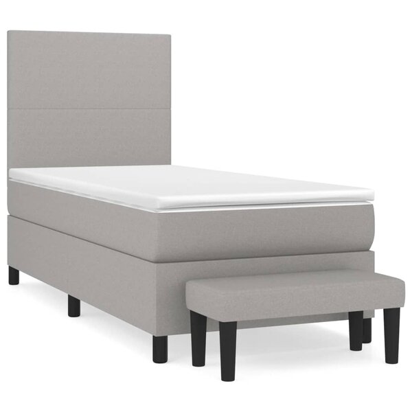 vidaXL Sommier à lattes de lit avec matelas Gris clair 100x200cm Tissu
