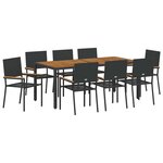 vidaXL Ensemble de dîner de jardin 9 Pièces Noir  Marron 190 x 90 x 75 cm