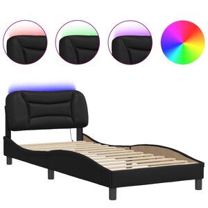 vidaXL Cadre de lit avec LED sans matelas Hvar noir 80x200 cm
