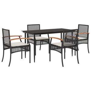 vidaXL Ensemble à manger de jardin coussins 5Pièces Noir Résine tressée