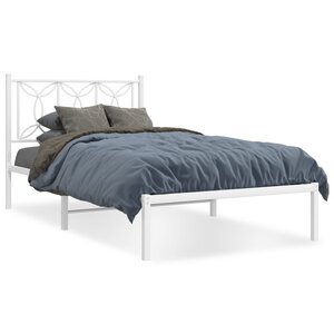 vidaXL Cadre de lit métal sans matelas et tête de lit blanc 100x190 cm