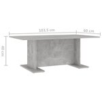 vidaXL Table basse gris béton 103 5x60x40 cm bois d'ingénierie