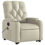 vidaXL Fauteuil inclinable de massage électrique crème similicuir