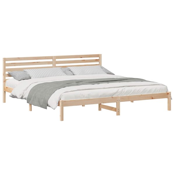 vidaXL Cadre de lit avec tête de lit Marron 180 x 210 cm Pin massif