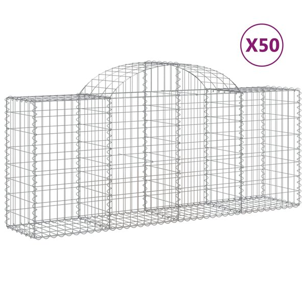vidaXL Paniers à gabions arqués 50 Pièces 200x50x80/100 cm Fer galvanisé