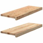 vidaXL Marches d'escalier 2 Pièces non traité 70x30x2cm bois chêne massif