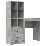 vidaXL Bureau avec tiroir avec étagère avec stockage 2 Pièces Gris béton
