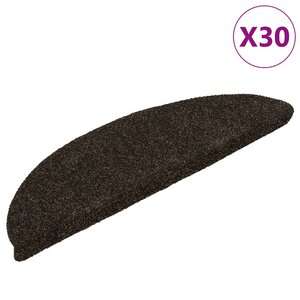 vidaXL Tapis d'escalier auto-adhésifs 30 pièces 56 x 17 x 3 cm Marron foncé Demi-rond