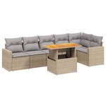 vidaXL Salon de jardin avec coussins 7 Pièces beige résine tressée