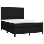 vidaXL Sommier à lattes de lit et matelas et LED Noir 140x190 cm Tissu