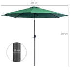 Parasol en métal rond polyester 180g/m² manivelle inclinable Ø 3 x 2 45 m vert