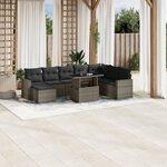 vidaXL Salon de jardin 9 Pièces avec coussins gris résine tressée