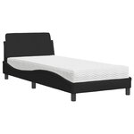 vidaXL Lit avec matelas Dover noir 90x200 cm tissu