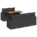 vidaXL Salon de jardin 6 Pièces avec coussins noir résine tressée