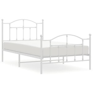 vidaXL Cadre de lit métal sans matelas et pied de lit blanc 100x190 cm