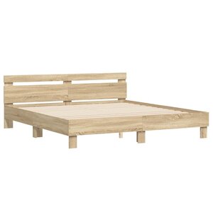 vidaXL Cadre de lit avec LED Sonoma 193 x 203 cm Bois d'ingénierie