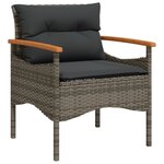 vidaXL Salon de jardin 4 Pièces avec coussins gris résine tressée