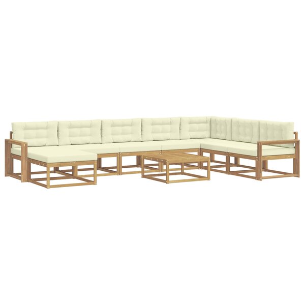 vidaXL Ensemble de canapés d'extérieur 9 Pièces Blanc et crème