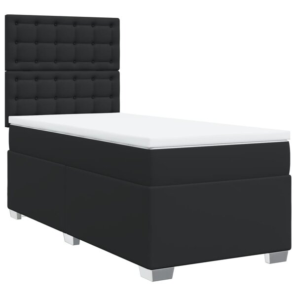 vidaXL Sommier à lattes de lit avec matelas Noir 90x190 cm Similicuir