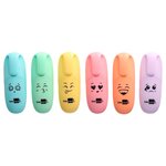 Boîte de 6 surligneurs fluo mini tracé pointe biseautée coloris assortis pastel