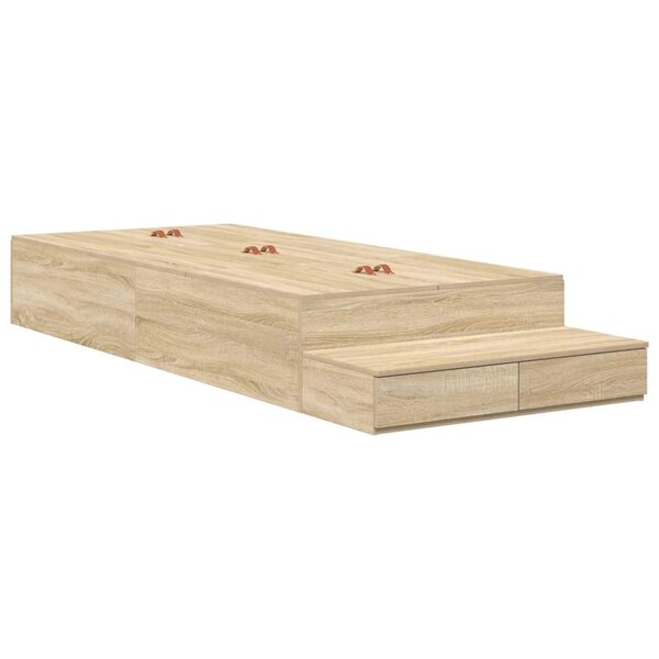 vidaXL Cadre de lit avec rangement avec tiroir Chêne Sonoma 90 cm