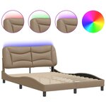 vidaXL Cadre de lit avec lumières LED cappuccino 140x200 cm similicuir