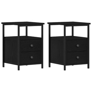 vidaXL Tables de chevet 2 pièces Chêne noir 34 x 35 5 x 50 cm Bois d'ingénierie
