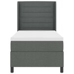 vidaXL Lit à ressorts avec matelas Gris foncé 190 x 90 cm tissu