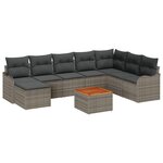 Ensemble de Canapé de Jardin 9 Pièces avec Coussins Gris Poly Rotin Acacia