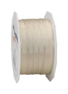 Ruban de soie acetat laitonné lyon 25-m-rouleau 10 mm crème