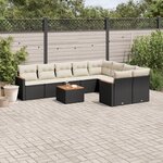 vidaXL Salon de jardin 10 Pièces avec coussins noir résine tressée