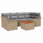 vidaXL Ensemble de canapé de jardin 7 Pièces Beige Poly rotin