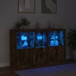 vidaXL Buffet avec lumières LED chêne fumé 162x37x100 cm